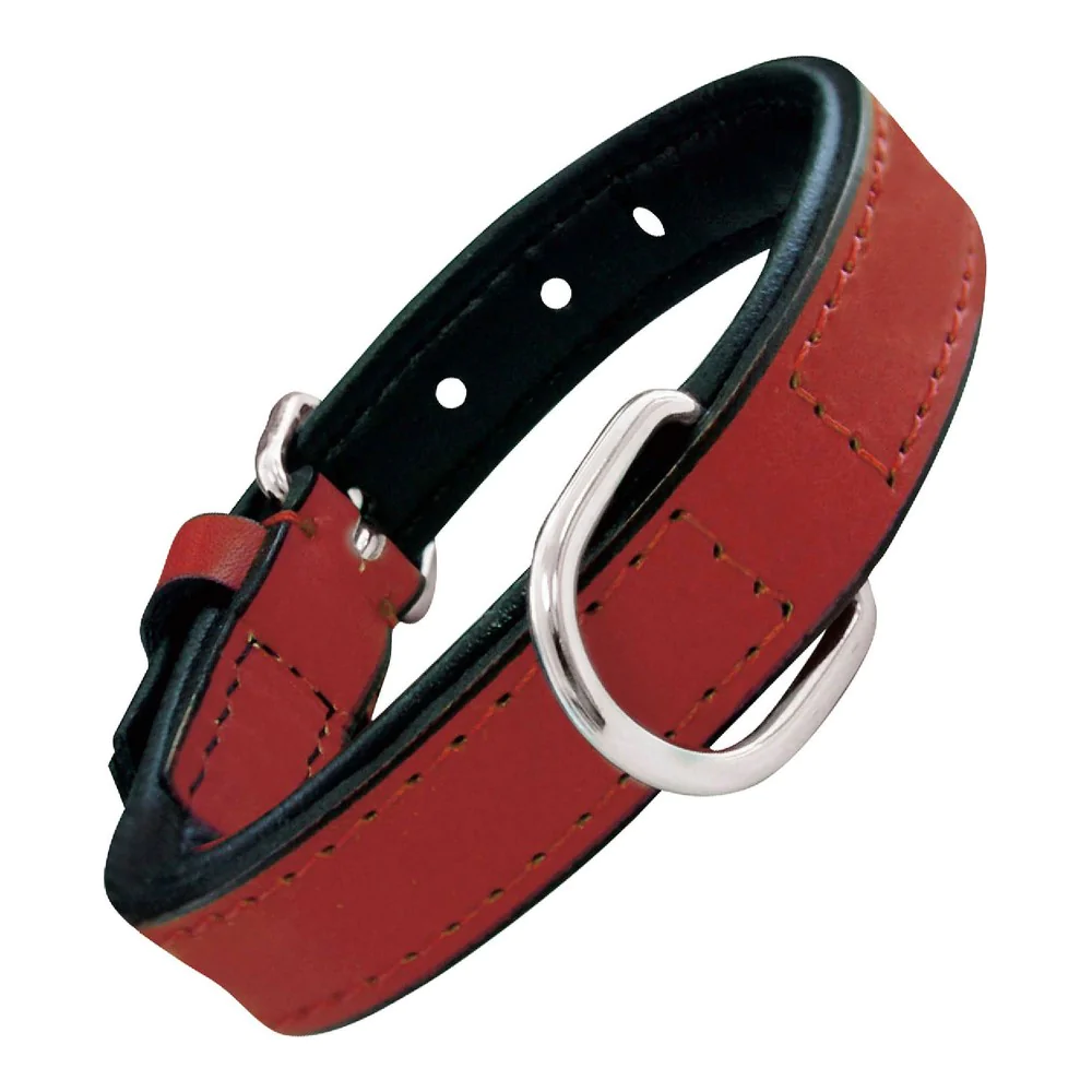 ზოოვიტამინი - Gloria - Padded Leather Dog Collar Red